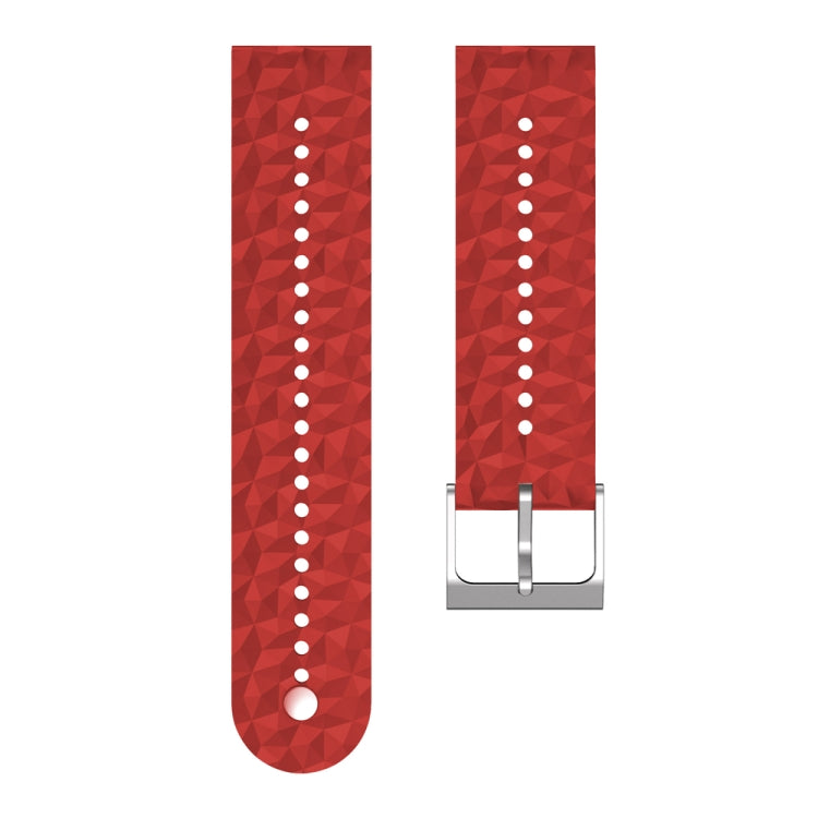 Rhombus Texture Silicone Watch Band — Dark Red