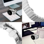 One Bead Butterfly Buckle Metal Watch Band