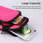 Zipper Double Pocket Multi Function Sports Arm Bag with Earphone Hole — Black