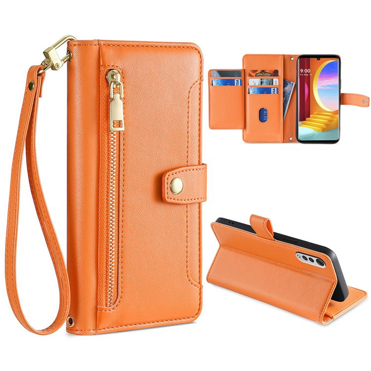 Sheep Texture Cross-body Zipper Wallet Leather Phone Case — For OPPO A58 5G