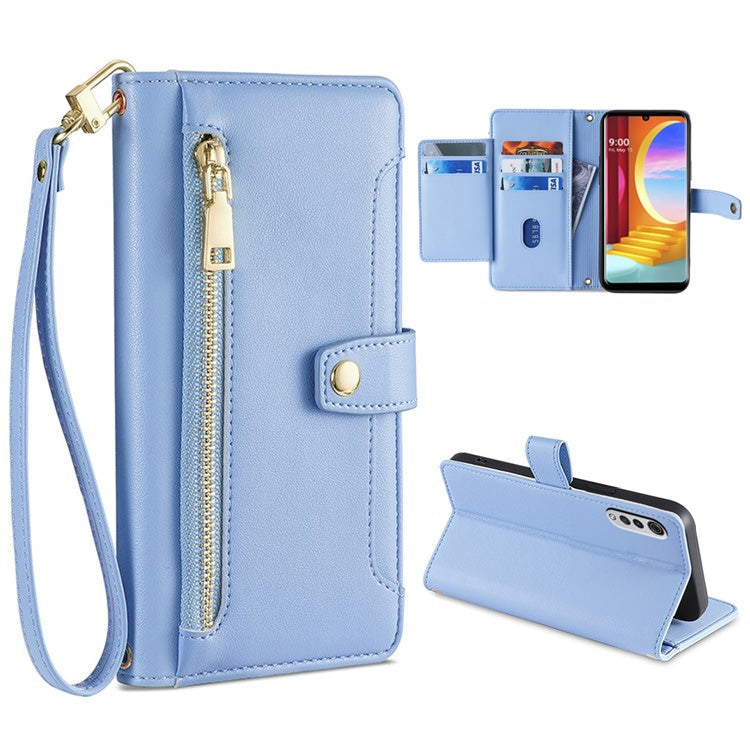 Sheep Texture Cross-body Zipper Wallet Leather Phone Case — For OPPO Reno9 Pro+ 5G