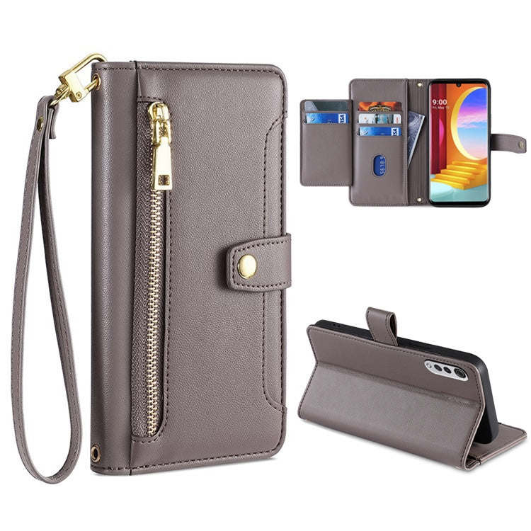 Sheep Texture Cross-body Zipper Wallet Leather Phone Case — For Realme 10 Pro 5G