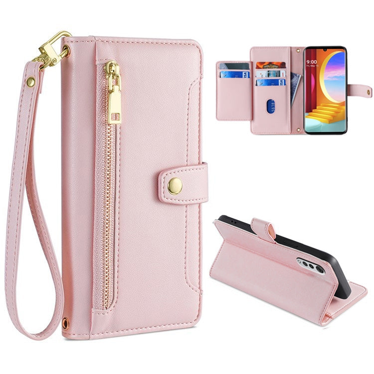 Sheep Texture Cross-body Zipper Wallet Leather Phone Case — For Realme GT2 Pro