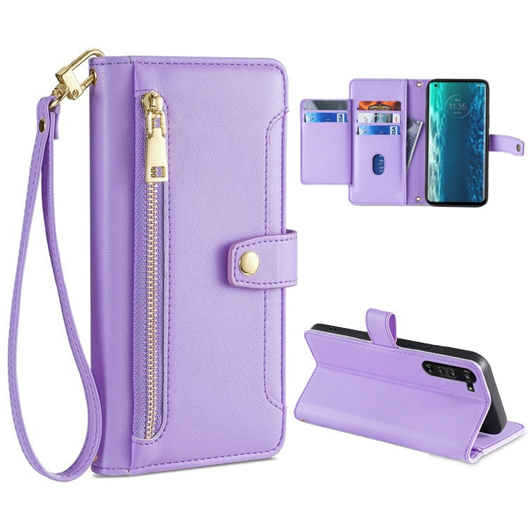Sheep Texture Cross-body Zipper Wallet Leather Phone Case — view 18