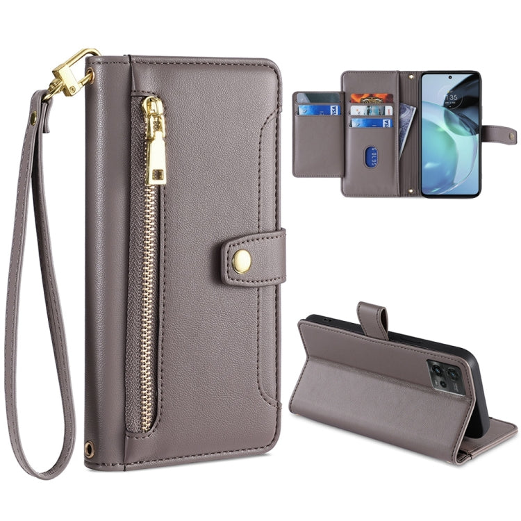 Sheep Texture Cross-body Zipper Wallet Leather Phone Case — view 22