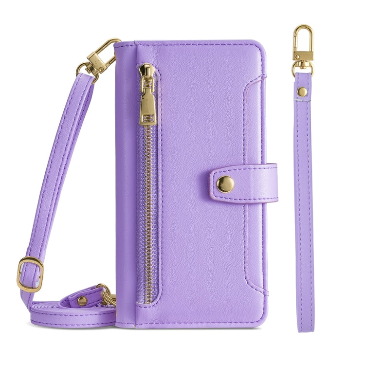 Sheep Texture Cross-body Zipper Wallet Leather Phone Case — view 36