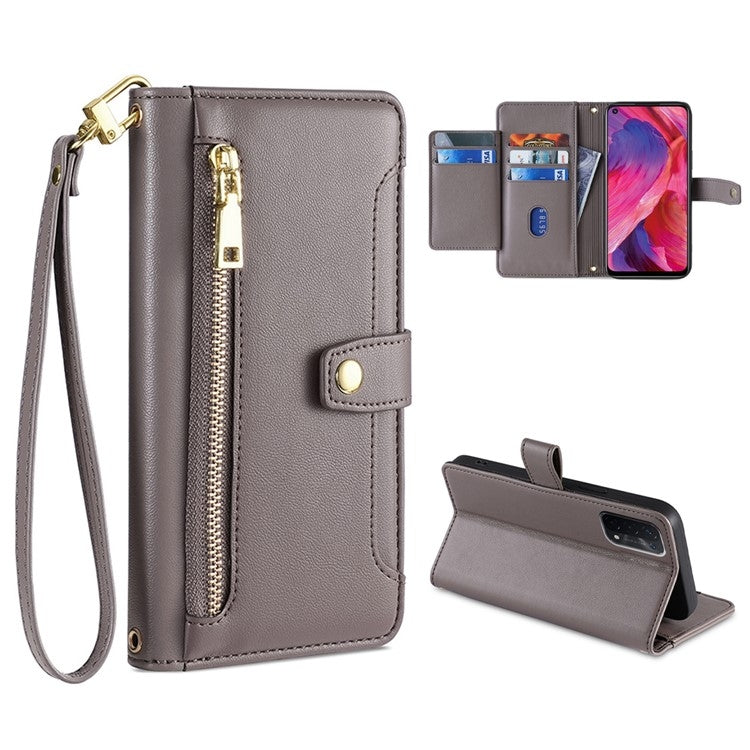 Sheep Texture Cross-body Zipper Wallet Leather Phone Case — view 40