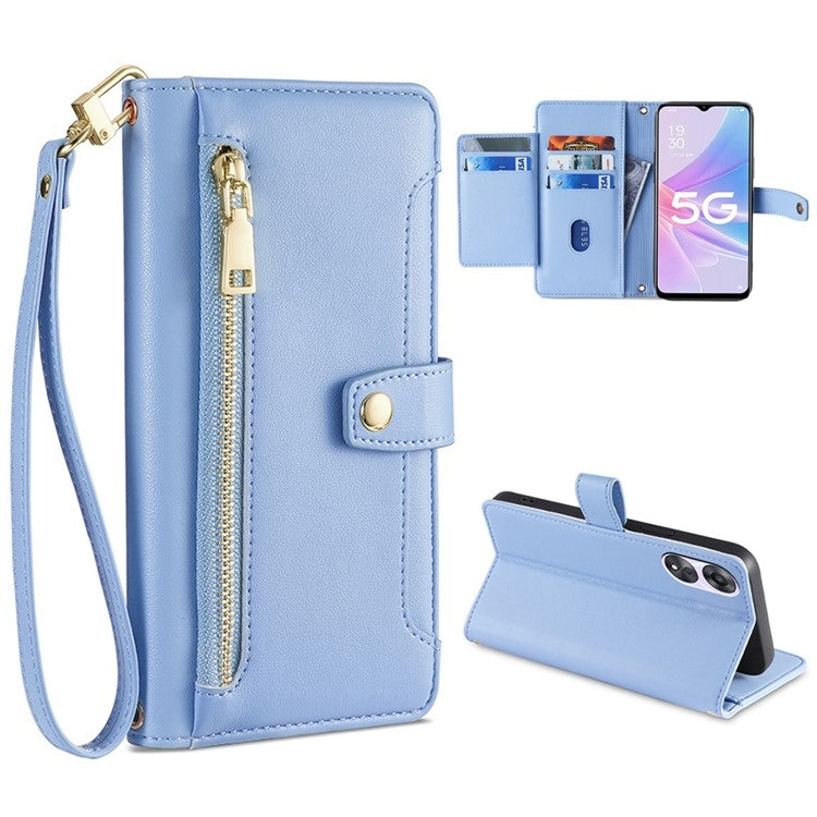 Sheep Texture Cross-body Zipper Wallet Leather Phone Case — view 45