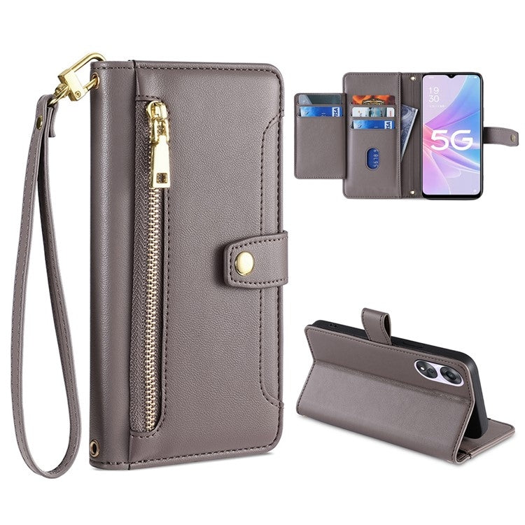 Sheep Texture Cross-body Zipper Wallet Leather Phone Case — view 46