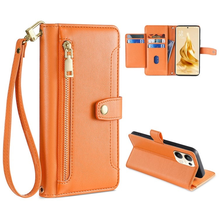 Sheep Texture Cross-body Zipper Wallet Leather Phone Case — view 50