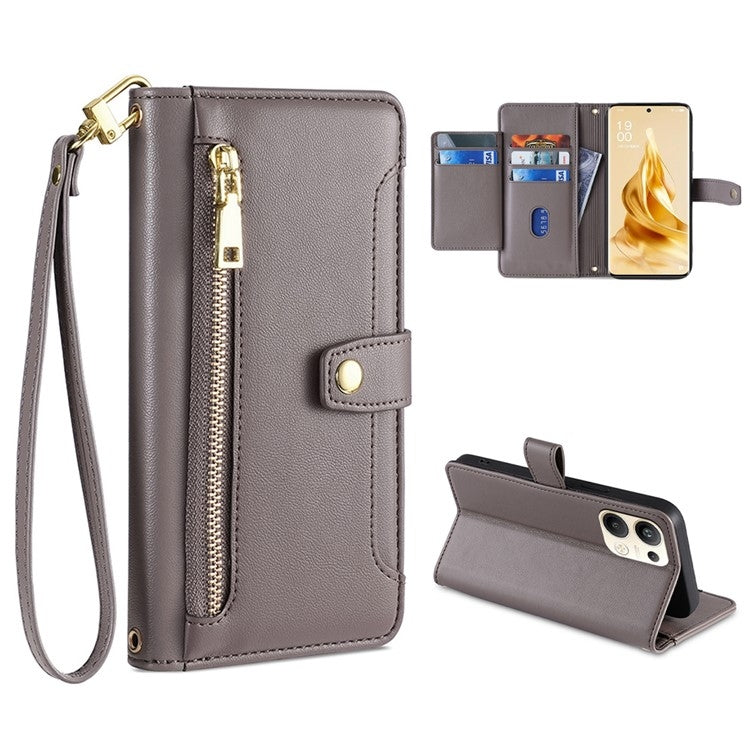 Sheep Texture Cross-body Zipper Wallet Leather Phone Case — view 52