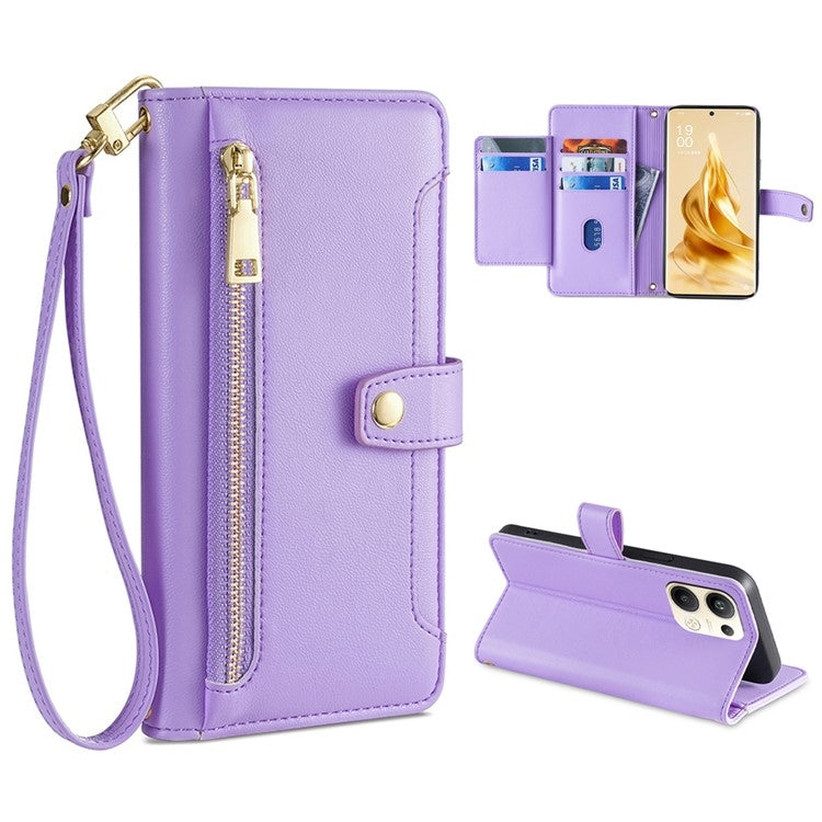 Sheep Texture Cross-body Zipper Wallet Leather Phone Case — view 54