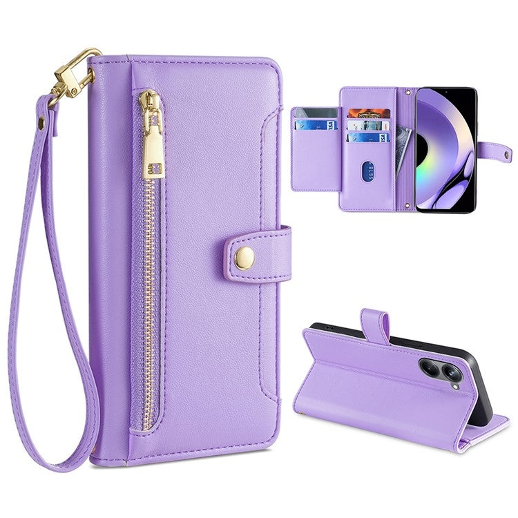Sheep Texture Cross-body Zipper Wallet Leather Phone Case — view 60