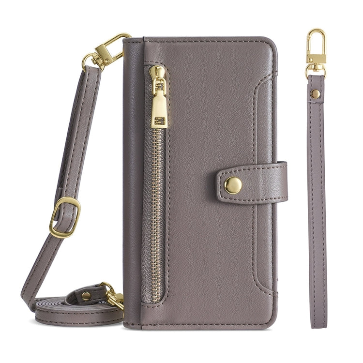 Sheep Texture Cross-body Zipper Wallet Leather Phone Case — view 64