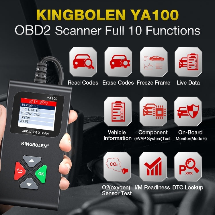 KINGBOLEN YA100 OBD2 Car Engine Fault Diagnosis Tool — view 3