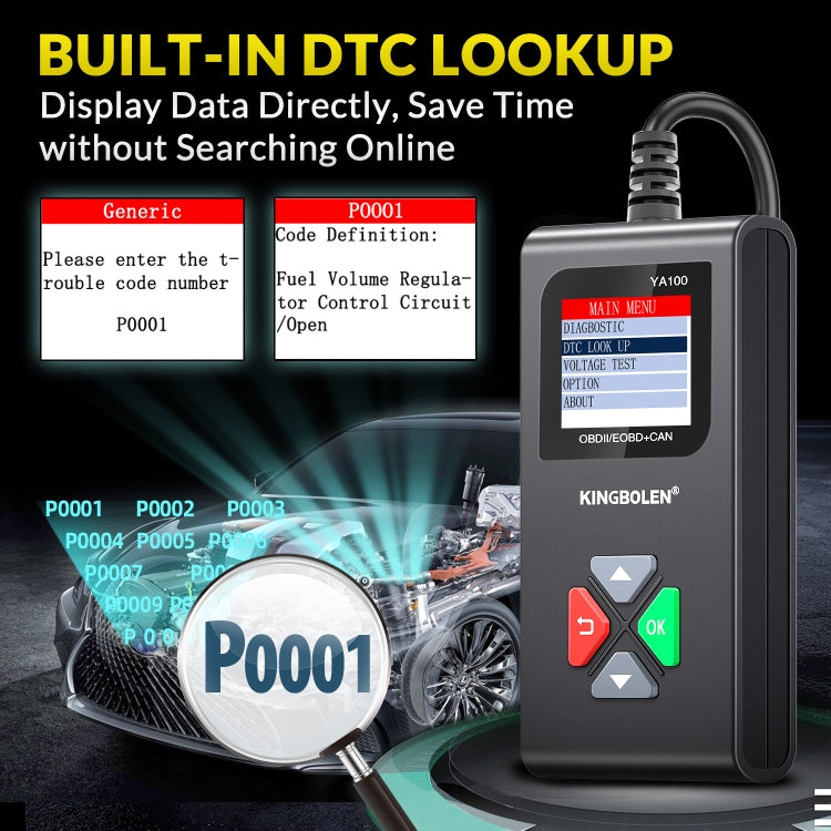 KINGBOLEN YA100 OBD2 Car Engine Fault Diagnosis Tool — view 7