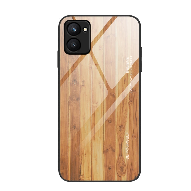 Wood Grain Glass Phone Case, For Realme C33 — Black