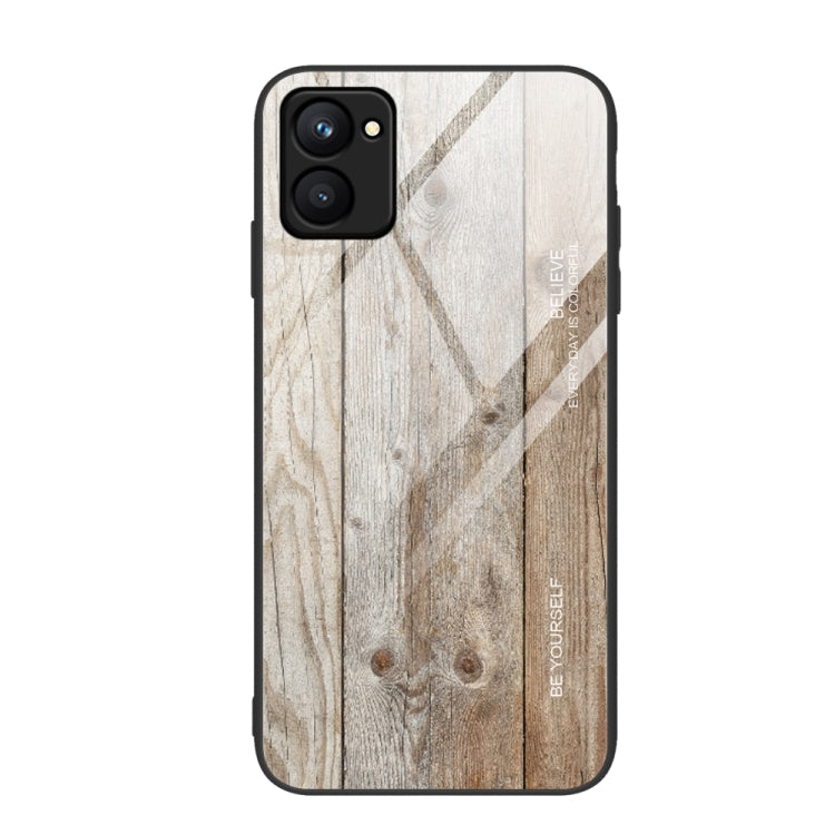 Wood Grain Glass Phone Case, For Realme C33 — Dark Brown