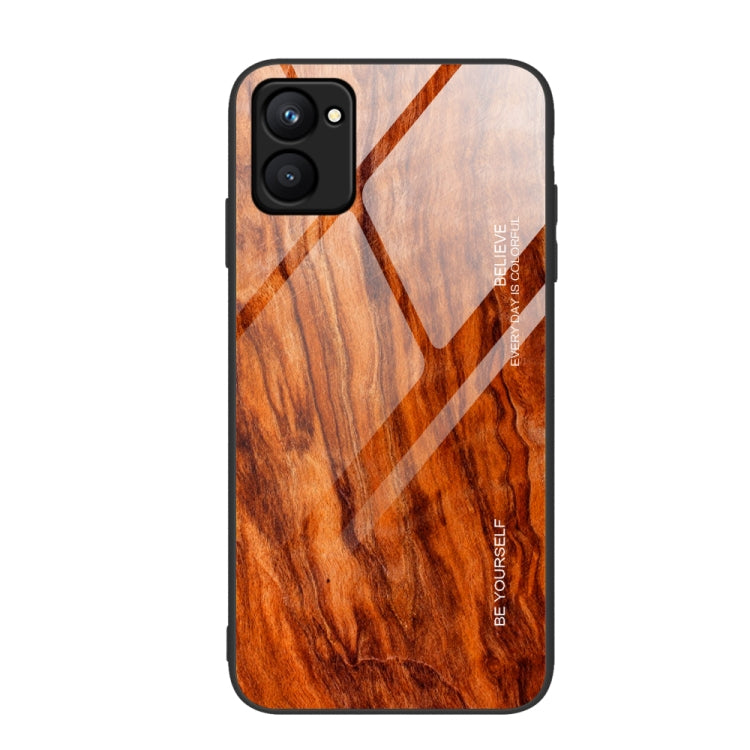 Wood Grain Glass Phone Case, For Realme C33 — Grey