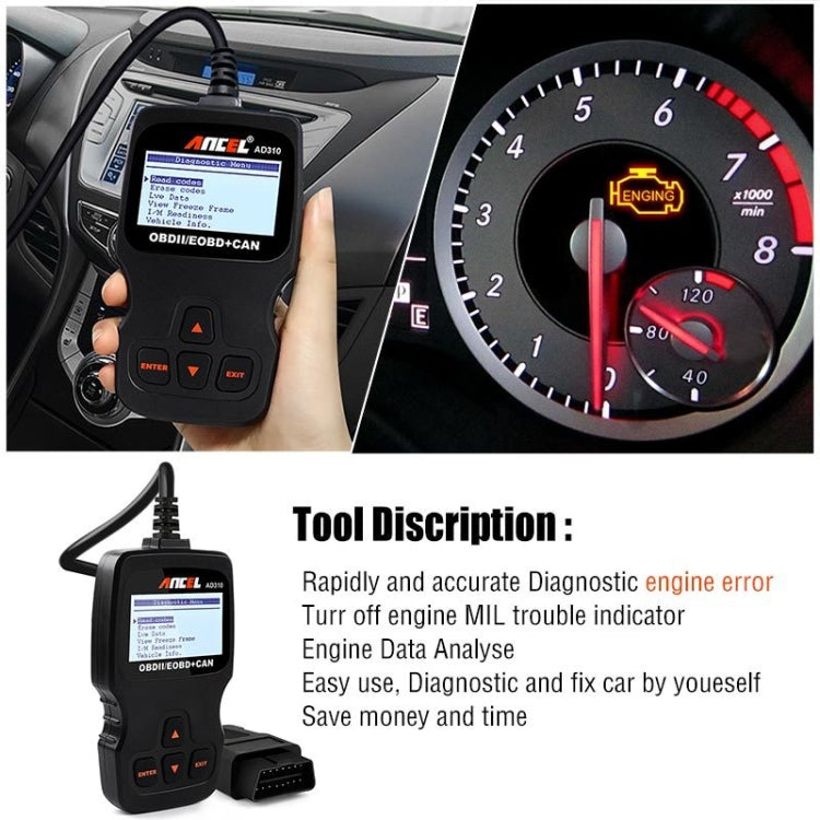 Ancel AD310 CAN OBD2 Car Engine Fault Diagnosis Tool — AD310