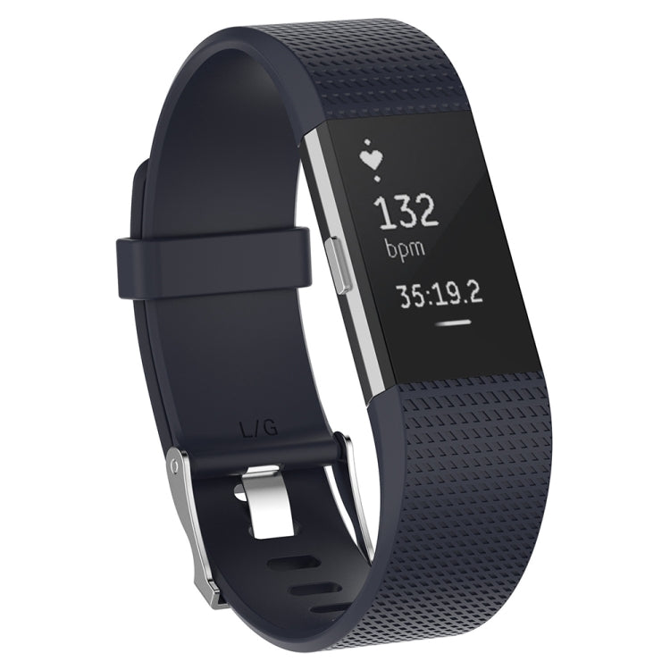 For Fitbit Charge 2 Common Texture Silicone Replacement Wrist Strap Watchband with Buckle