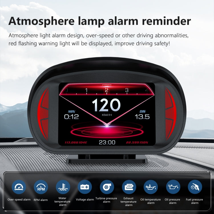 P2 3 inch Multi-function HD OBD LCD Instrument GPS Car Speed Slope Meter HUD Head-up Display