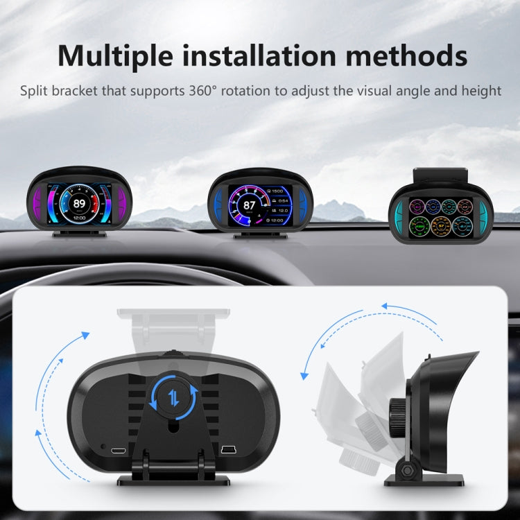 P2 3 inch Multi-function HD OBD LCD Instrument GPS Car Speed Slope Meter HUD Head-up Display