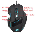 HXSJ A868 7-Keys Colorful Luminous Wired Mouse with Fire Button — view 3