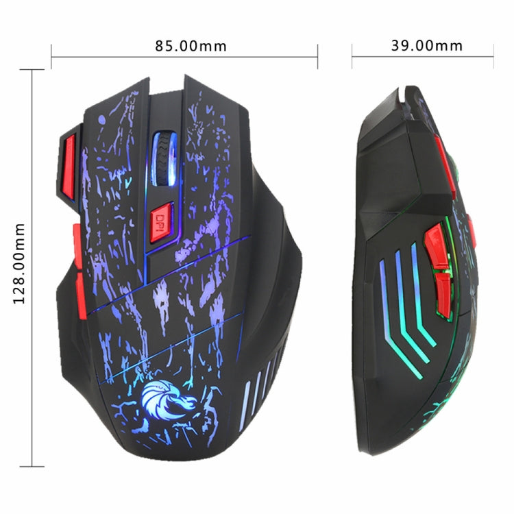 HXSJ H300 7 Keys Flowing Water Crack Colorful Luminous Wired Gaming Mouse