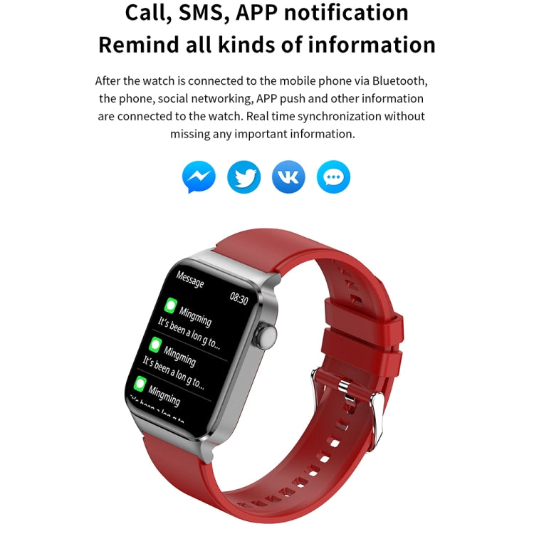 T50 1.85 inch Silicone Band IP67 Waterproof Smart Watch Supports Voice Assistant / Health Monitoring