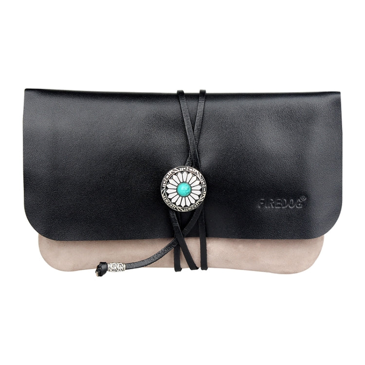 FIREDOG CL91 Portable Handmade Sheepskin Genuine Leather Tobacco Bag — Black