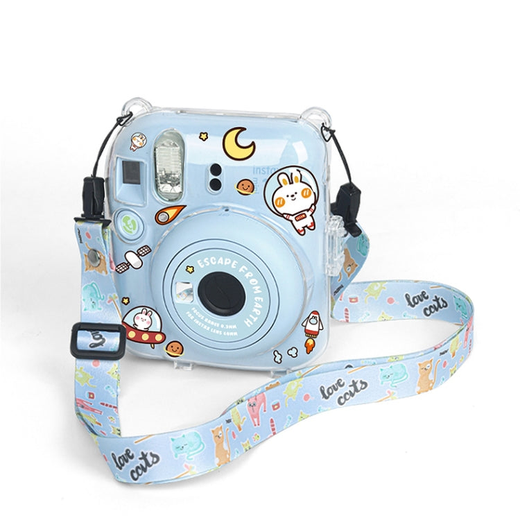 Crystal Hard Acrylic Camera Case with Shoulder Strap — For FUJIFILM instax mini 12(DIY Pink Graffiti)