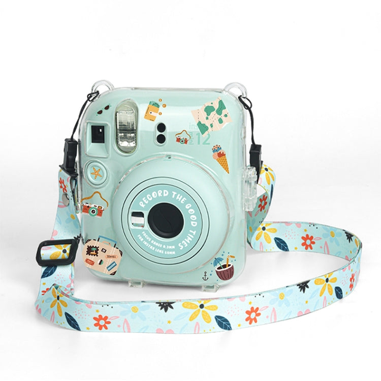 Crystal Hard Acrylic Camera Case with Shoulder Strap — For FUJIFILM instax mini 12(DIY Purple Daisies)