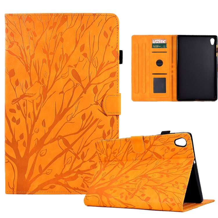 Fortune Tree Pressure Flower PU Tablet Case with Wake-up / Sleep Function — Khaki