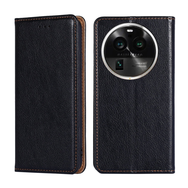 Gloss Oil Solid Color Magnetic Leather Phone Case — Blue