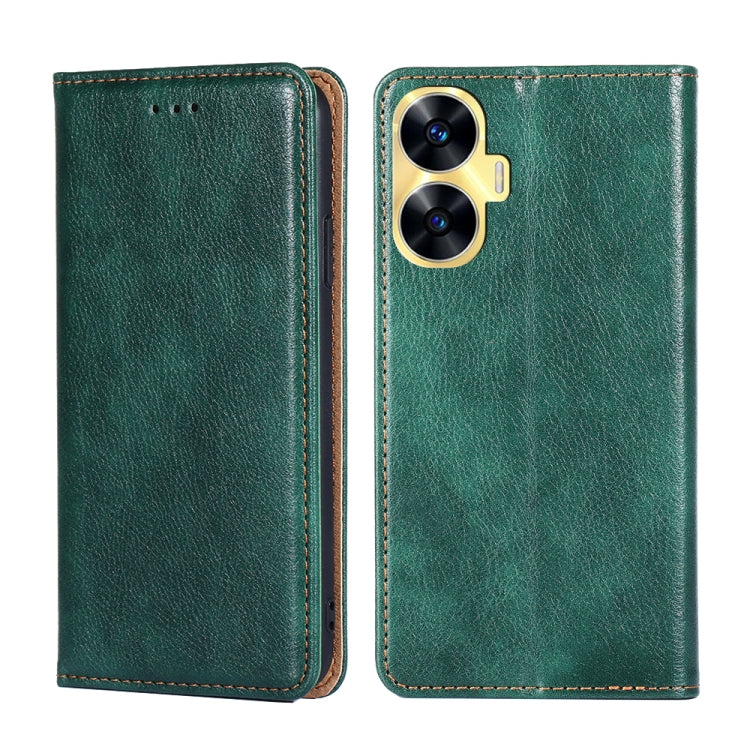 Gloss Oil Solid Color Magnetic Leather Phone Case — Black