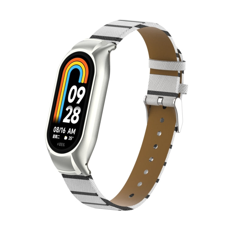 Integrated Mental Case + Secondary Color Leather Watch Band