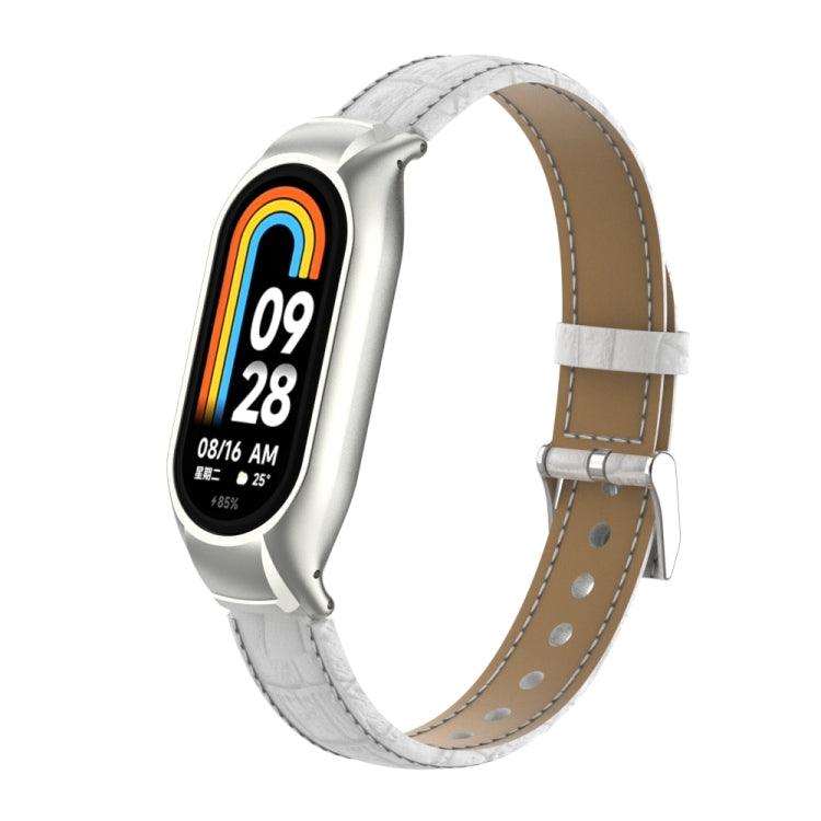 Integrated Mental Case + Cocodile Texture Leather Watch Band