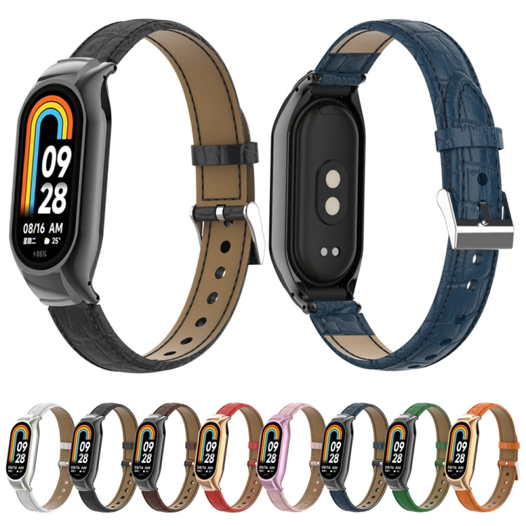 Integrated Mental Case + Cocodile Texture Leather Watch Band