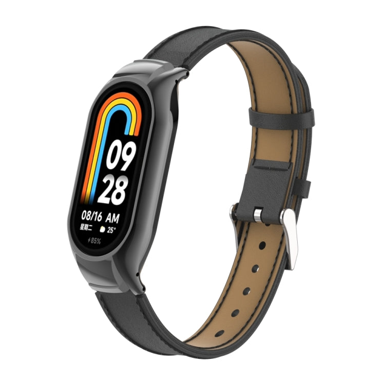 Integrated Mental Case + Microfiber Sewing Leather Watch Band