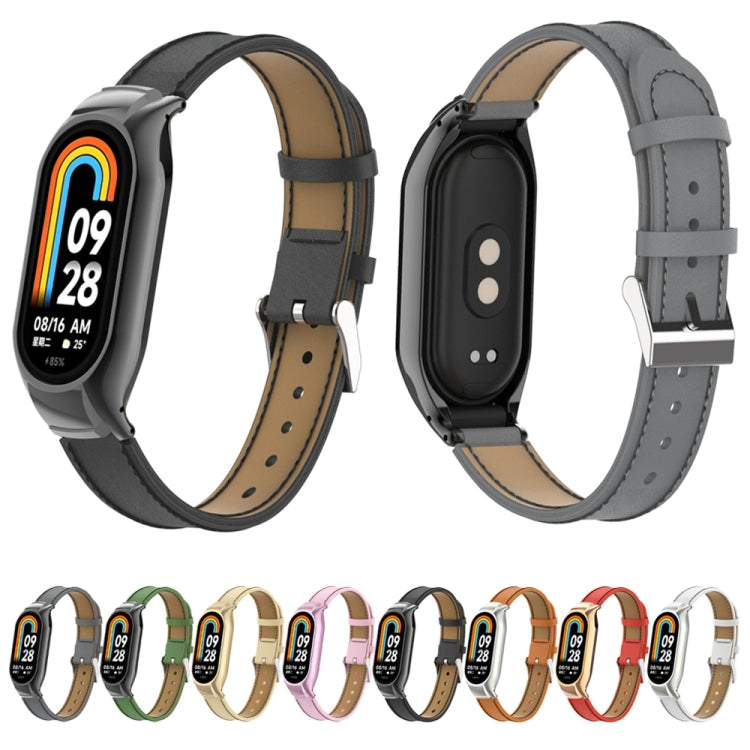 Integrated Mental Case + Microfiber Sewing Leather Watch Band