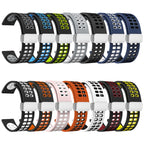 Double-row Hole Folding Silver Buckle Two-color Silicone Watch Band