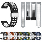 Double-row Hole Folding Silver Buckle Two-color Silicone Watch Band