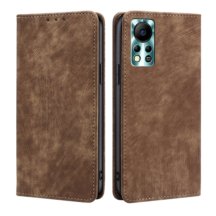 RFID Anti-theft Brush Magnetic Leather Phone Case — For Tecno Pop 6 Pro