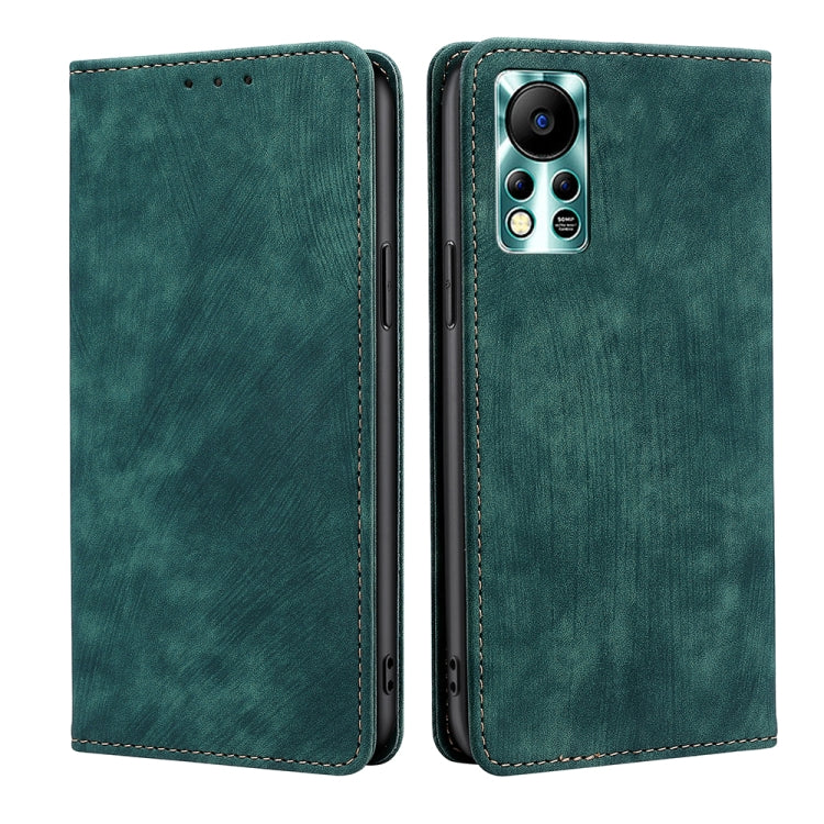 RFID Anti-theft Brush Magnetic Leather Phone Case — For Infinix Hot 20i