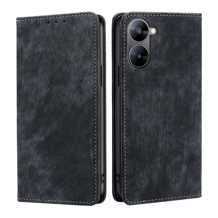 RFID Anti-theft Brush Magnetic Leather Phone Case — For Infinix Hot 20S