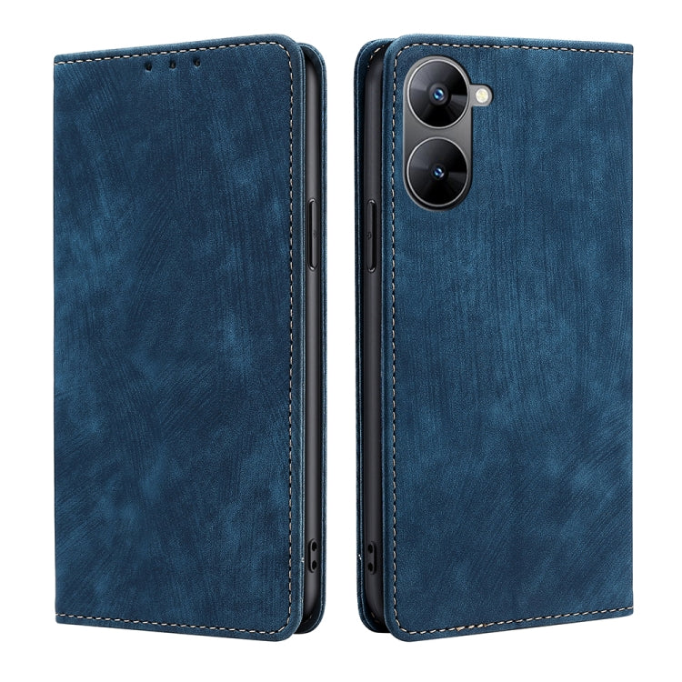 RFID Anti-theft Brush Magnetic Leather Phone Case — For Tecno Pova 4