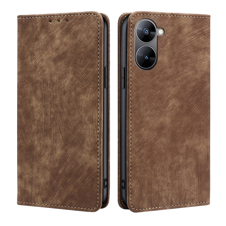 RFID Anti-theft Brush Magnetic Leather Phone Case — Blue