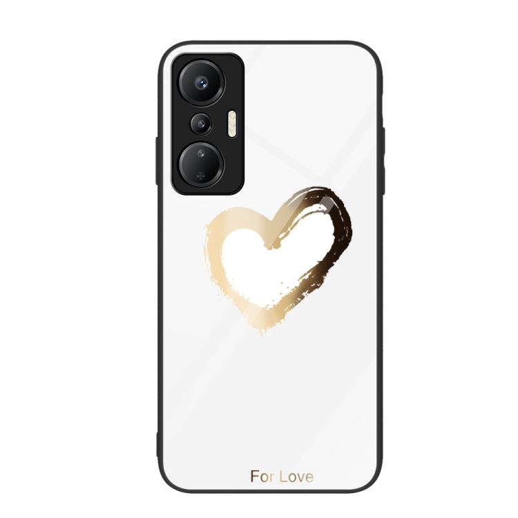 Colorful Painted Glass Phone Case, For Infinix Hot 20i — Red Heart