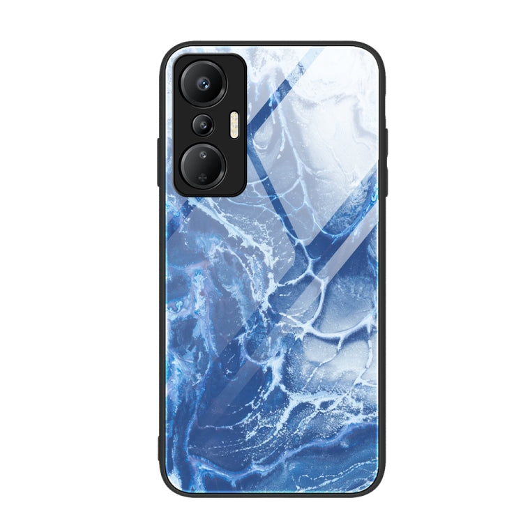 Marble Pattern Glass Phone Case, For Infinix Hot 20i — Water Waves